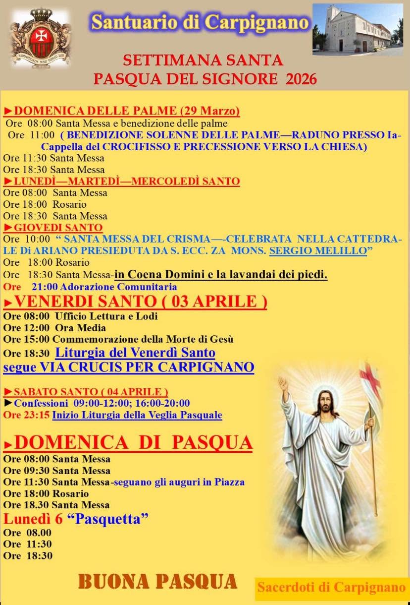 Programma Settimana Santa 2026